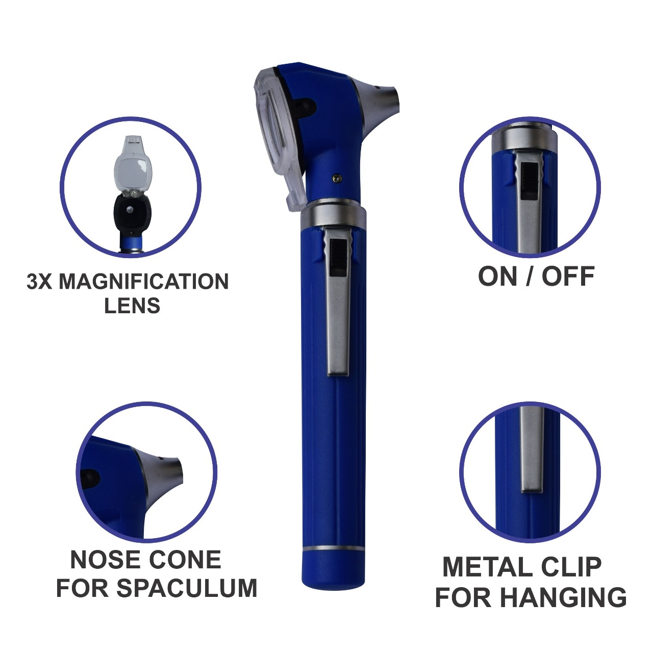 ENT Diagnostic Blue Color Fiber Mini Otoscope Set With Extra Speculum Ear Wireless Otoscopes Kit Medical Equipments