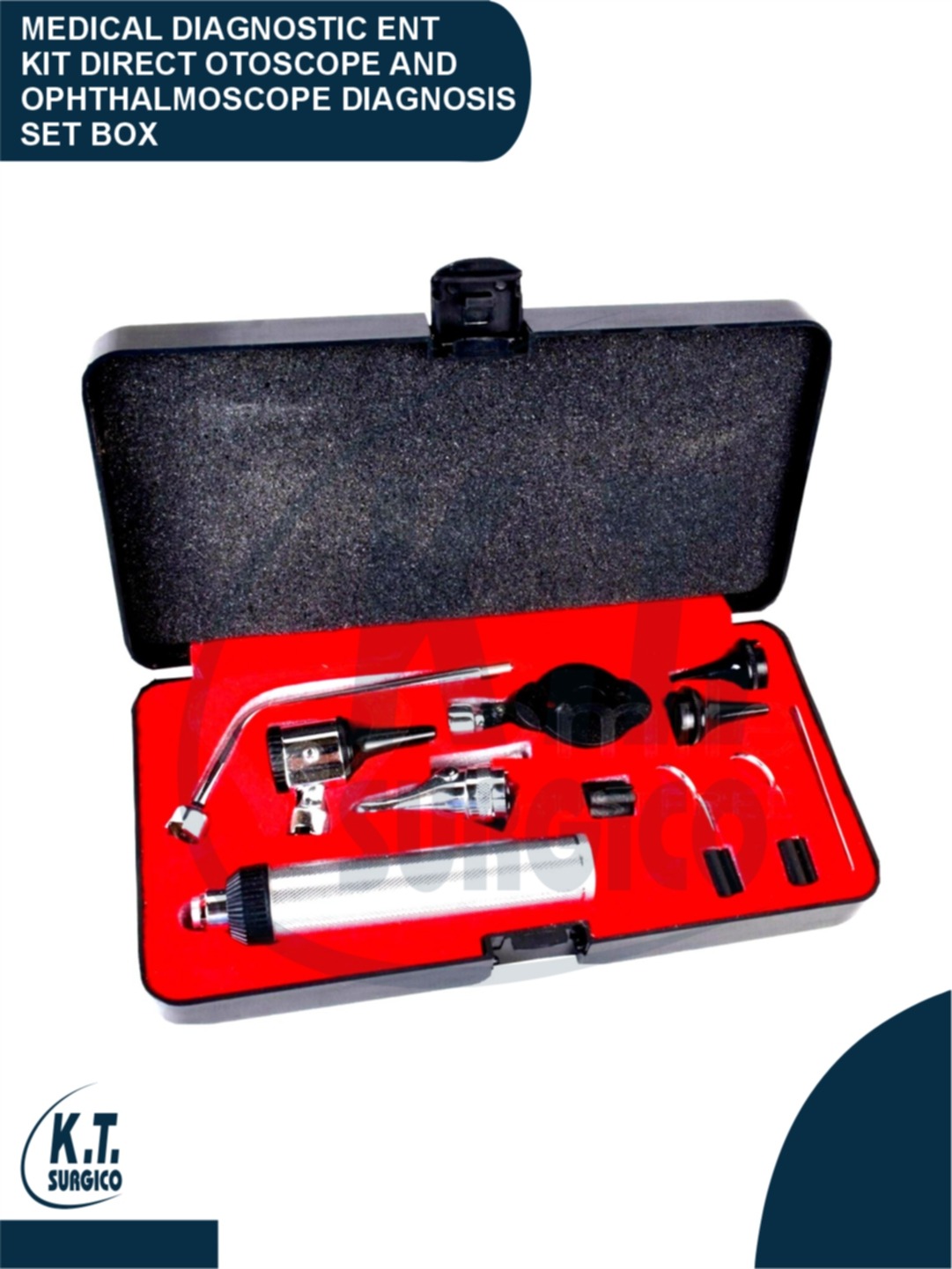 Medical ENT Diagnostic Kit with Otoscope and Ophthalmoscope Set in Portable Case