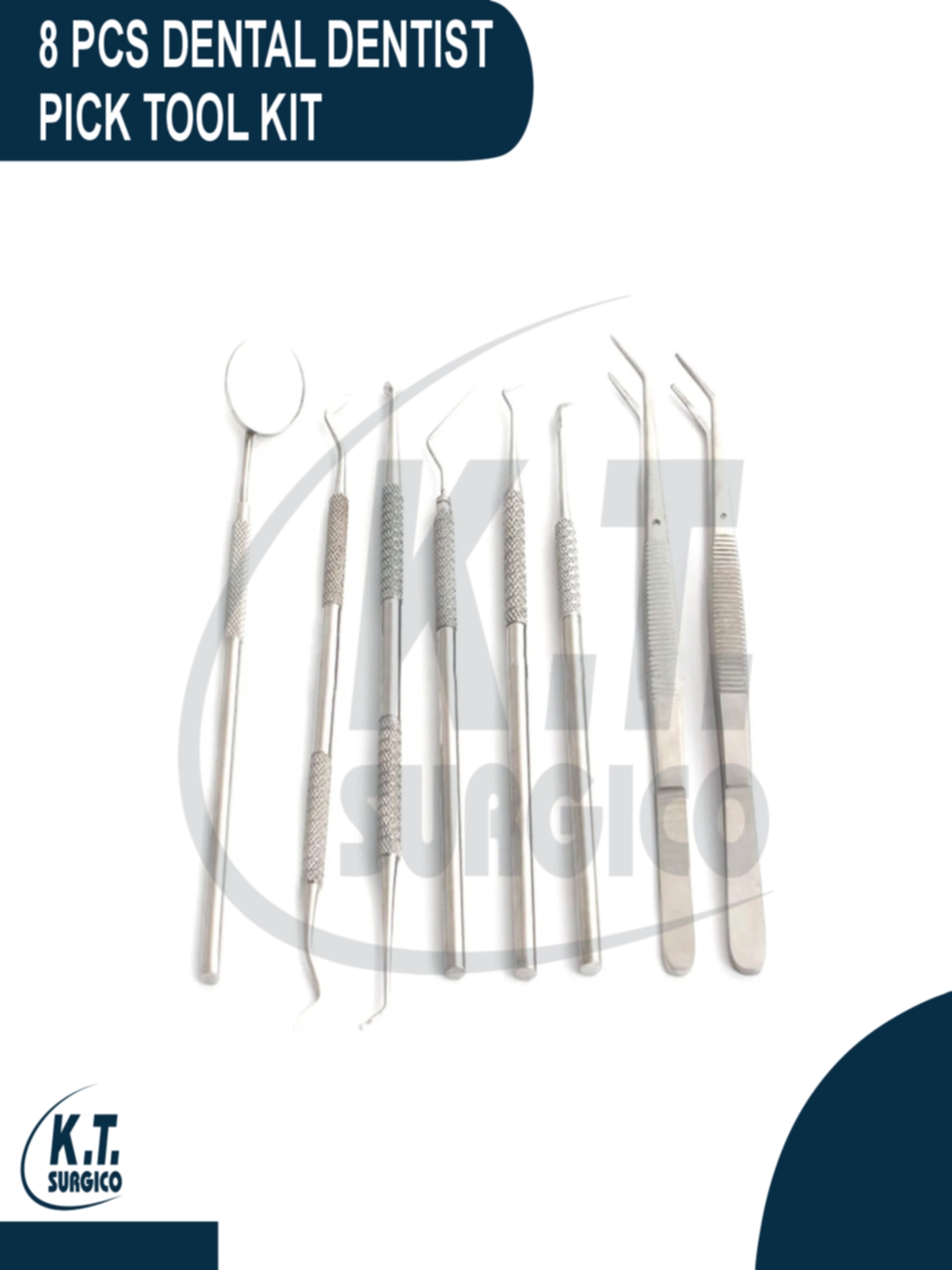 8 Pcs Professional Dental Pick Tool Kit Stainless Steel Dentist Instruments