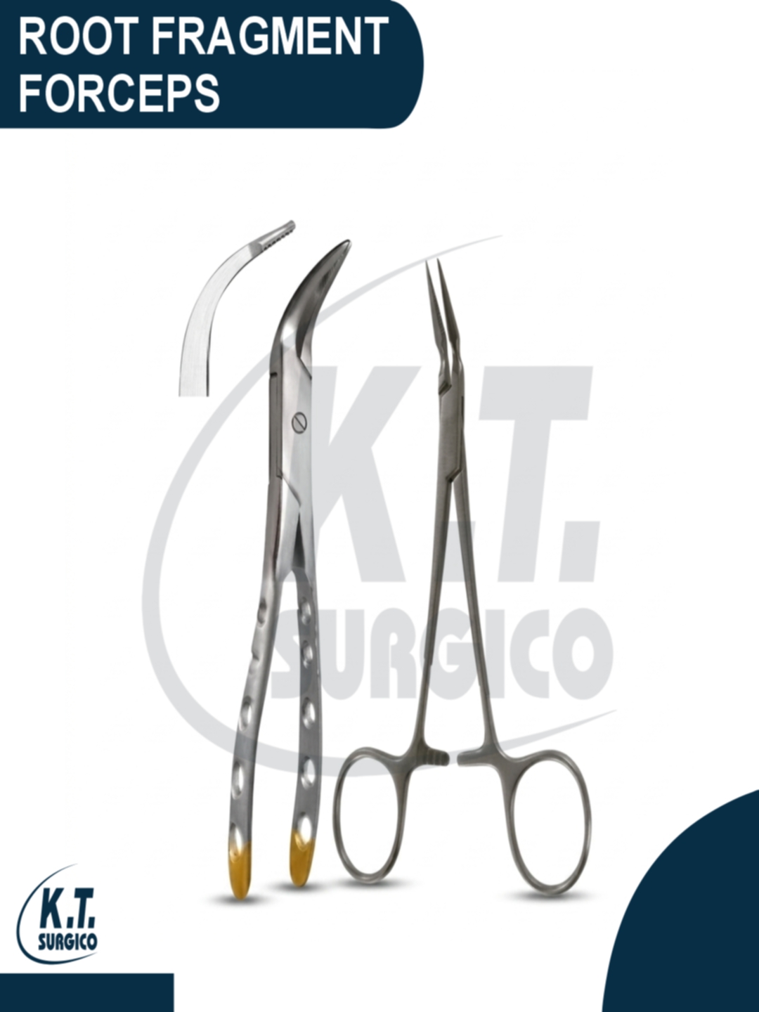 Root fragment extraction forceps dental instrument for tooth root removal
